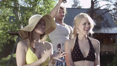 Kristen Hager, Crystal Lowe - Nude & Sexy Videos in A Little Bit Zombie (2012)